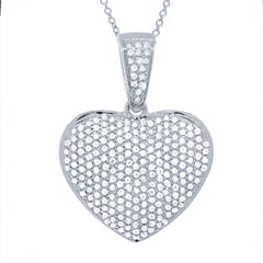 0.59ct 14k White Gold Diamond Pave Heart Necklace