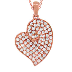 0.42ct 14k Rose Gold Diamond Heart Necklace