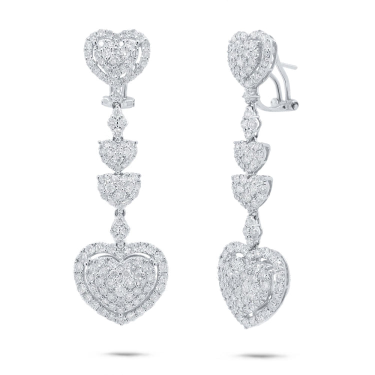 5.08ct 18k White Gold Diamond Heart Earring