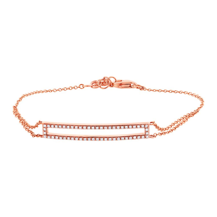 0.18ct 14k Rose Gold Diamond Bar Bracelet