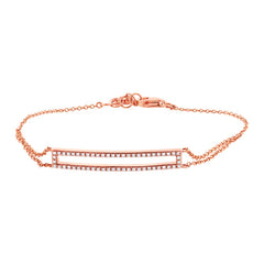 0.18ct 14k Rose Gold Diamond Bar Bracelet