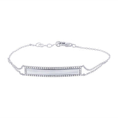 0.20ct 14k White Gold Diamond Bar ID Bracelet
