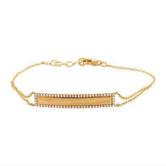 0.20ct 14k Yellow Gold Diamond Bar ID Bracelet