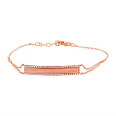 0.20ct 14k Rose Gold Diamond Bar ID Bracelet