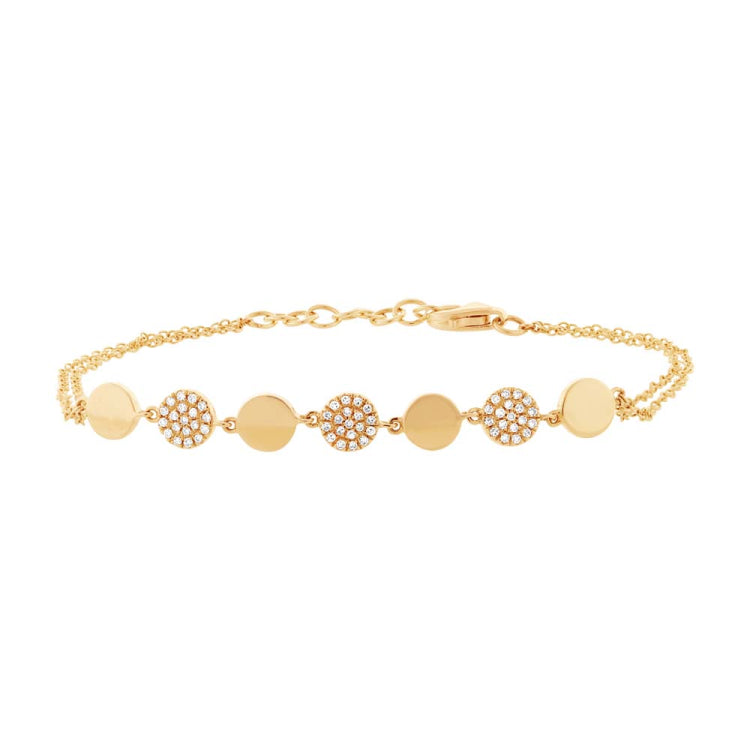 0.17ct 14k Yellow Gold Diamond Pave Circle Bracelet