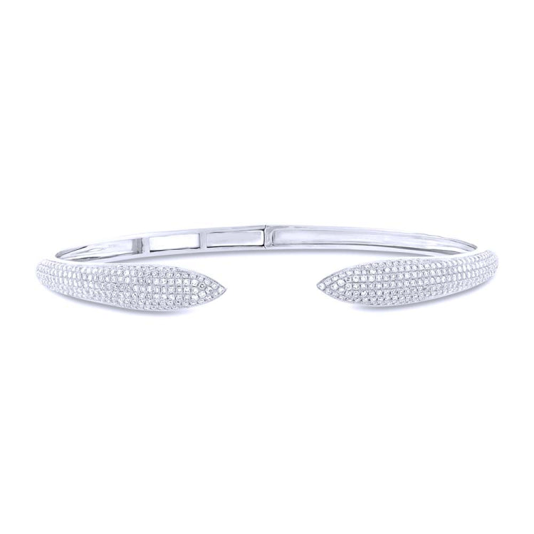 1.08ct 14k White Gold Diamond Pave Claw Bangle