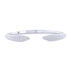 1.08ct 14k White Gold Diamond Pave Claw Bangle