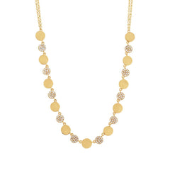 0.30ct 14k Yellow Gold Diamond Pave Circle Necklace