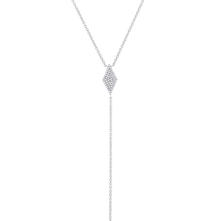 0.14ct 14k White Gold Diamond Pave Lariat Necklace