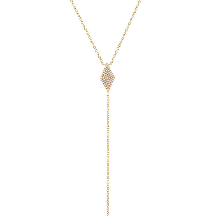 0.14ct 14k Yellow Gold Diamond Pave Lariat Necklace