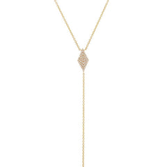 0.14ct 14k Yellow Gold Diamond Pave Lariat Necklace