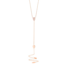 0.18ct 14k Rose Gold Diamond Pave Lariat Necklace