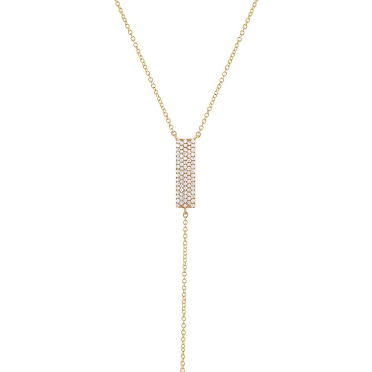 0.19ct 14k Yellow Gold Diamond Pave Lariat Necklace