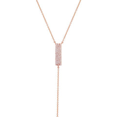 0.19ct 14k Rose Gold Diamond Pave Lariat Necklace
