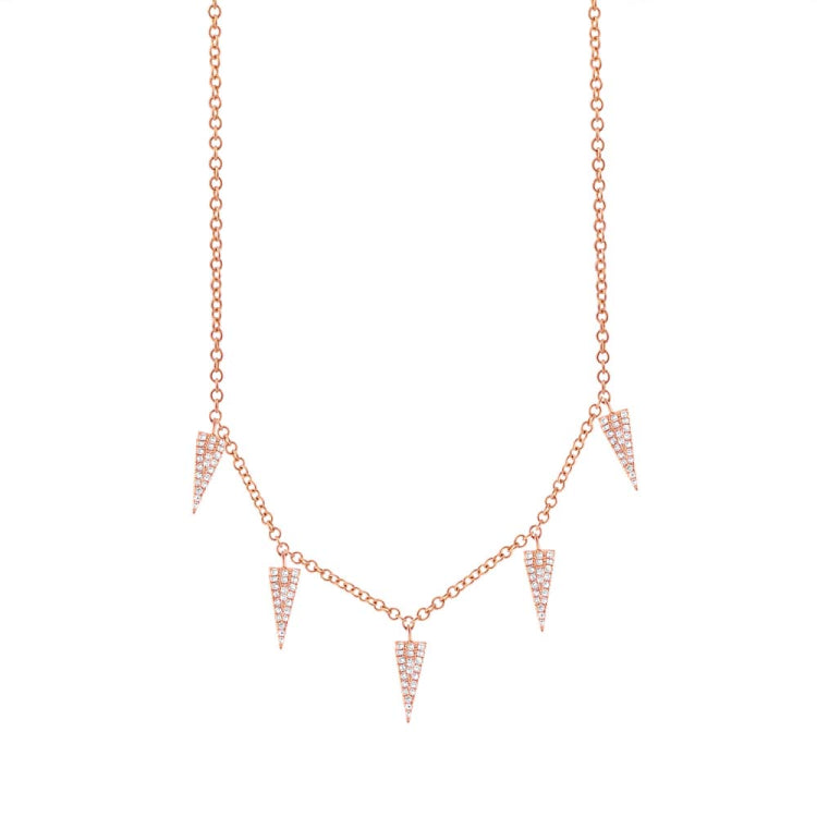 0.23ct 14k Rose Gold Diamond Pave Triangle Necklace