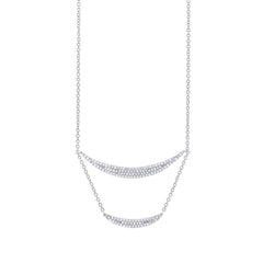 0.36ct 14k White Gold Diamond Pave Double Crescent Necklace