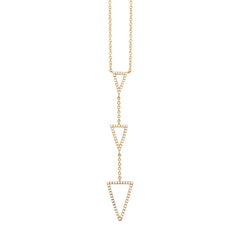 0.20ct 14k Yellow Gold Diamond Triangle Lariat Necklace