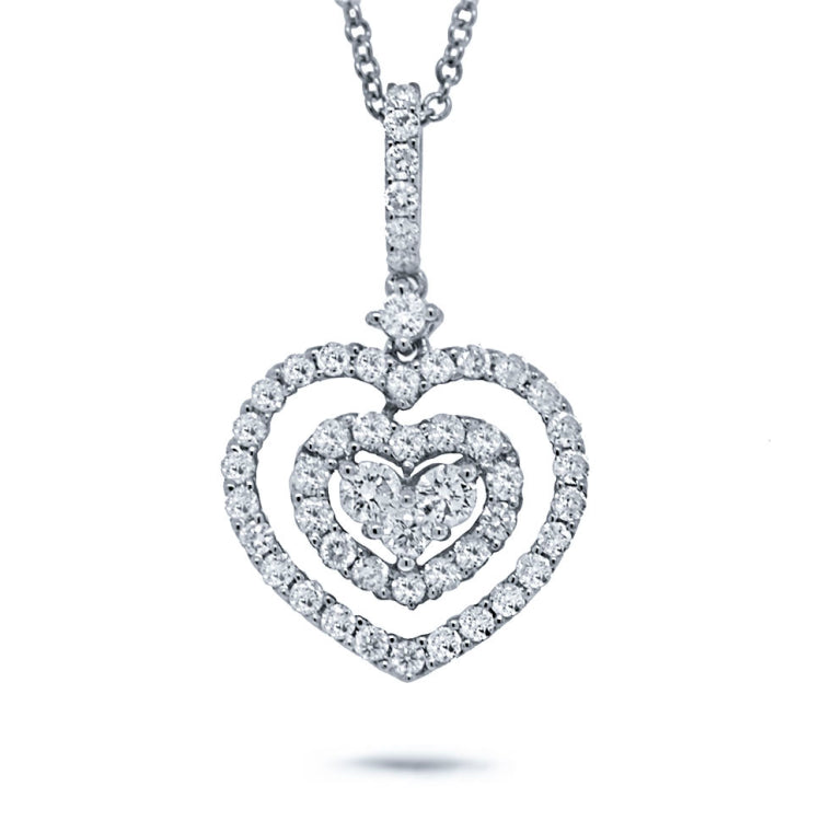0.62ct 18k White Gold Diamond Heart Necklace