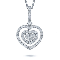 0.62ct 18k White Gold Diamond Heart Necklace