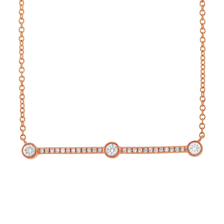 0.23ct 14k Rose Gold Diamond Bar Necklace