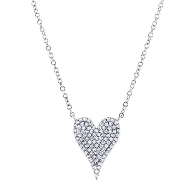 0.21ct 14k White Gold Diamond Pave Heart Necklace