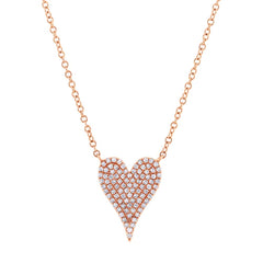 0.21ct 14k Rose Gold Diamond Pave Heart Necklace