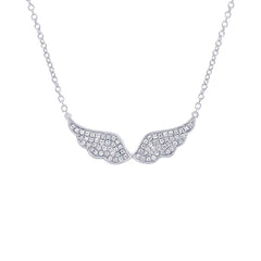 0.22ct 14k White Gold Diamond Angel Wings Necklace