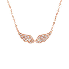 0.22ct 14k Rose Gold Diamond Angel Wings Necklace