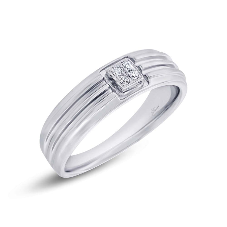 0.06ct 14k White Gold Diamond Men's Band