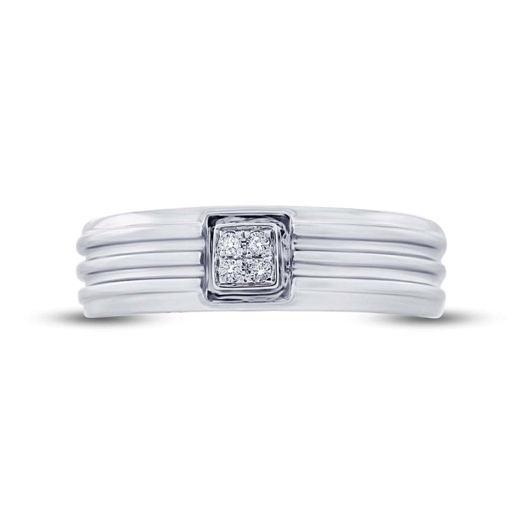 0.06ct 14k White Gold Diamond Men's Band