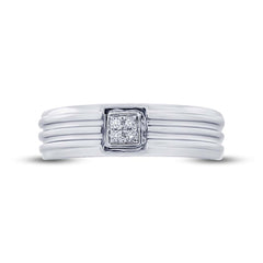 0.06ct 14k White Gold Diamond Men's Band