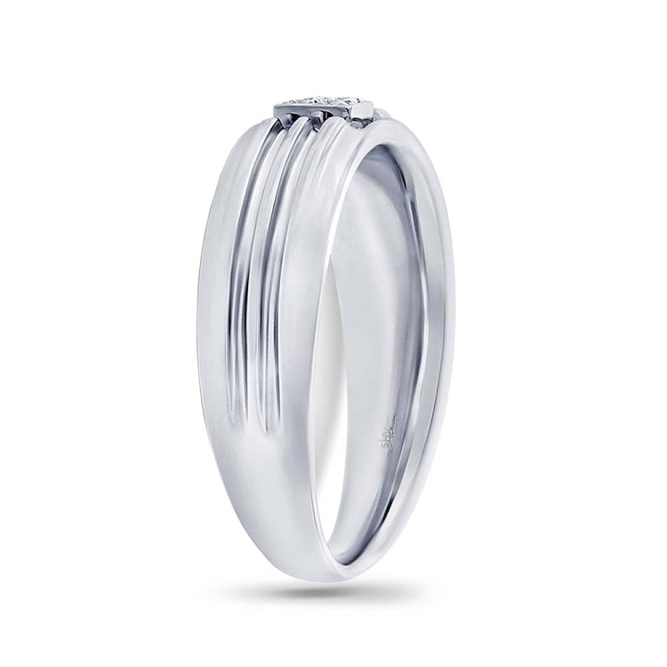 0.06ct 14k White Gold Diamond Men's Band