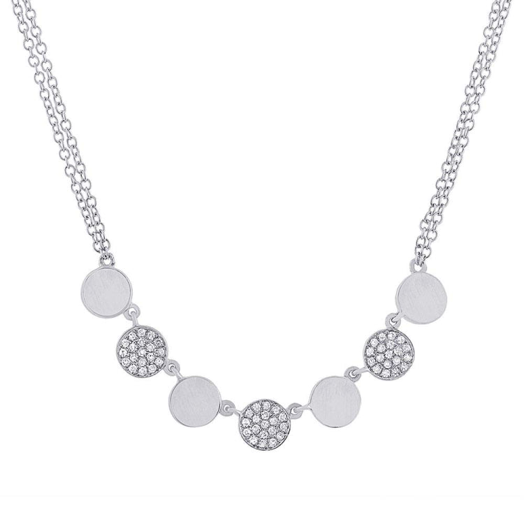 0.16ct 14k White Gold Diamond Pave Circle Necklace