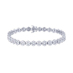 6.55ct 18k White Gold Diamond Cluster Lady's Bracelet