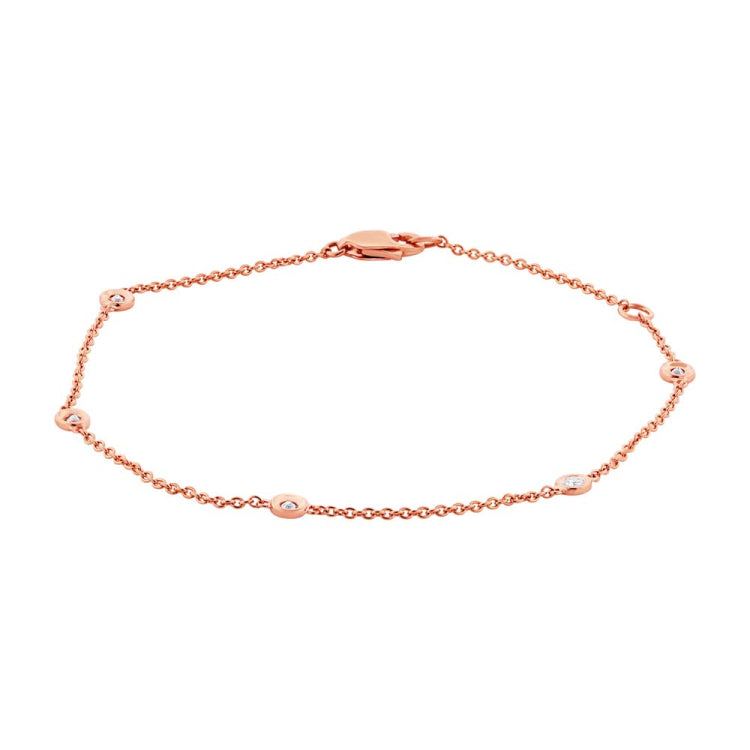 0.13ct 14k Rose Gold 9" Diamonds By The Yard Anklet
