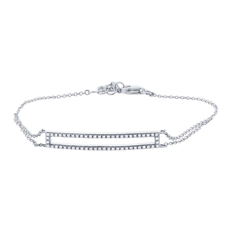 0.18ct 14k White Gold Diamond Bar Bracelet