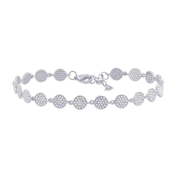 0.84ct 14k White Gold Diamond Pave Circle Bracelet