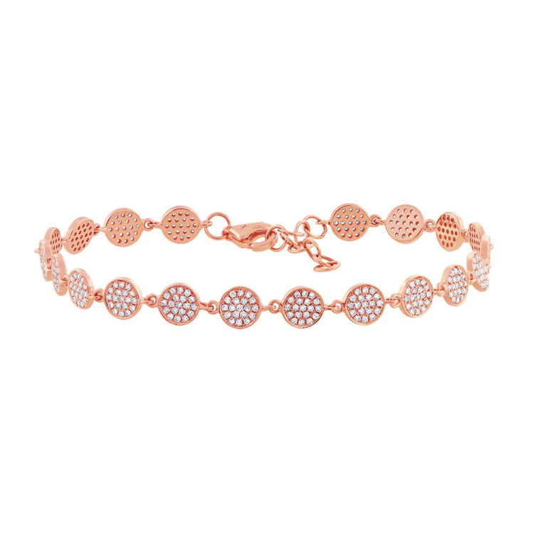 0.84ct 14k Rose Gold Diamond Pave Circle Bracelet