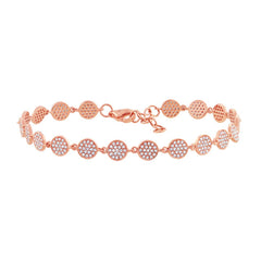 0.84ct 14k Rose Gold Diamond Pave Circle Bracelet