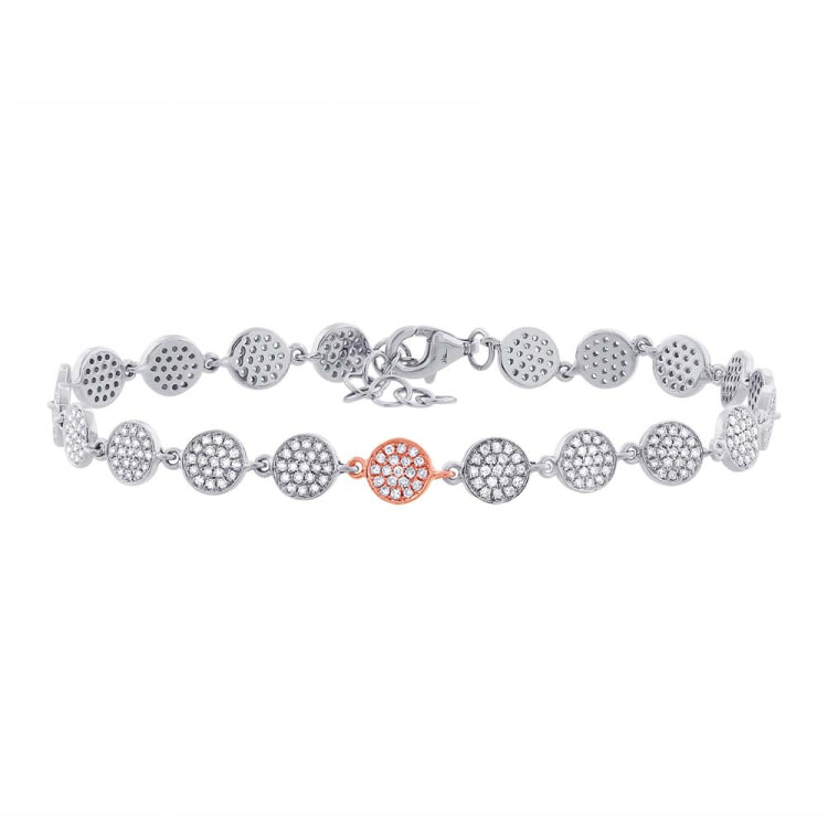 0.89ct 14k Two-tone Rose Gold Diamond Pave Circle Bracelet