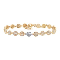 0.89ct 14k Two-tone Gold Diamond Pave Circle Bracelet