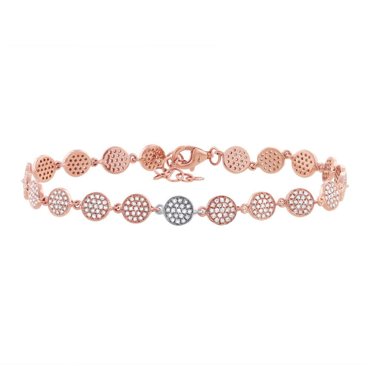 0.89ct 14k Two-tone Rose Gold Diamond Pave Circle Bracelet