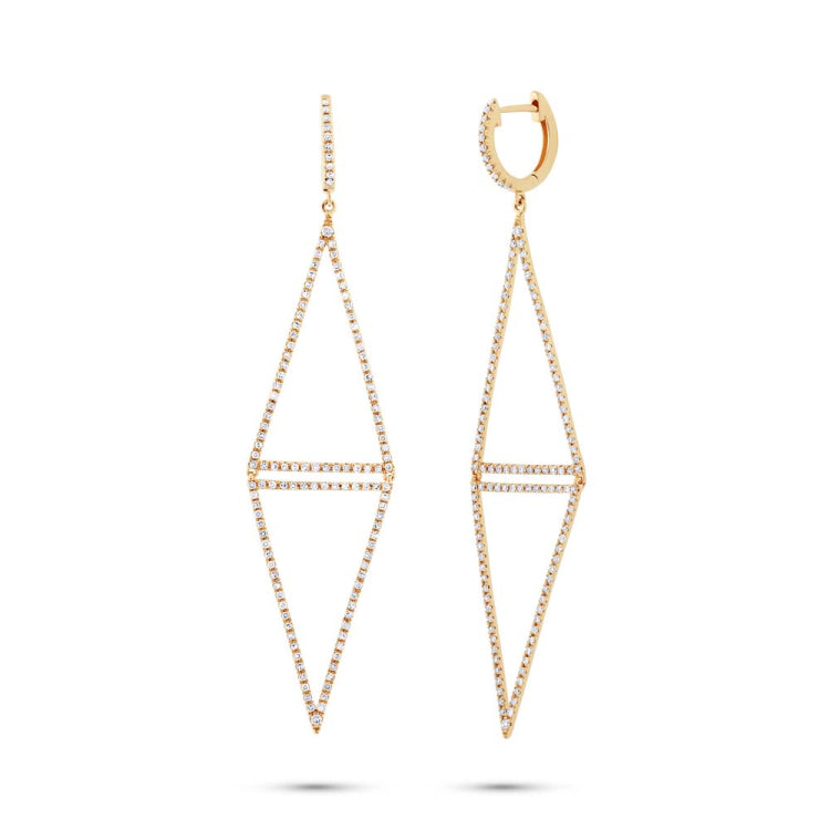 0.89ct 14k Yellow Gold Diamond Triangle Earring