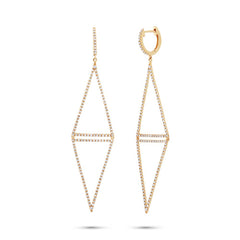 0.89ct 14k Yellow Gold Diamond Triangle Earring