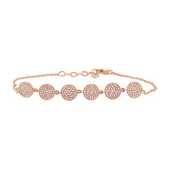 0.52ct 14k Rose Gold Diamond Pave Circle Bracelet
