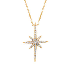 0.24ct 14k Yellow Gold Diamond North Star Necklace