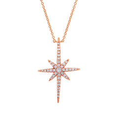 0.24ct 14k Rose Gold Diamond North Star Necklace