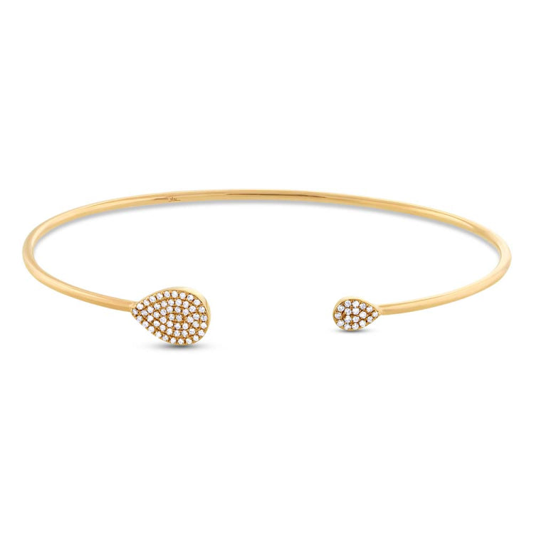 0.20ct 14k Yellow Gold Diamond Pave Bangle