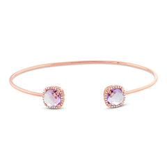 0.14ct Diamond & 3.36ct Amethyst 14k Rose Gold Bangle