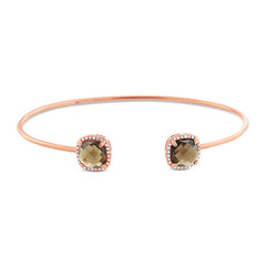 0.14ct Diamond & 3.30ct Smokey Topaz 14k Rose Gold Bangle